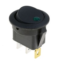 Переключатель клавишный, круглый Ø 21мм (2 положения, 3 pin) 12V с LED подсветка (цвет в ассортименте)