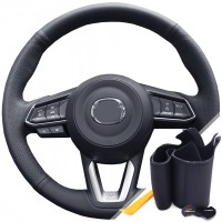 Оплетка на руль из «Premium» экокожи Mazda 3 Axela 2017-2019 г.в. (для руля со штатной кожей, черная)